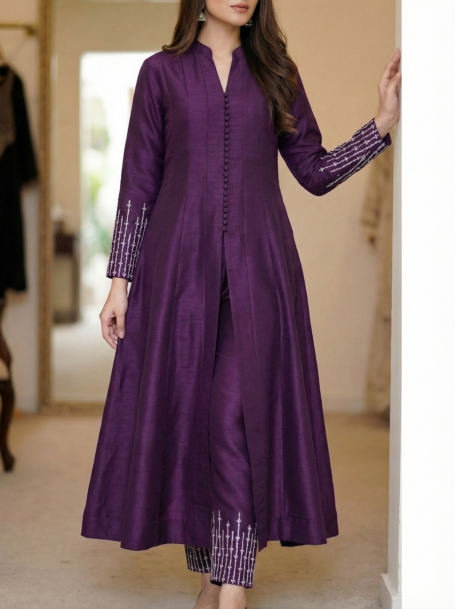 Royal Plum Dress with Trouser