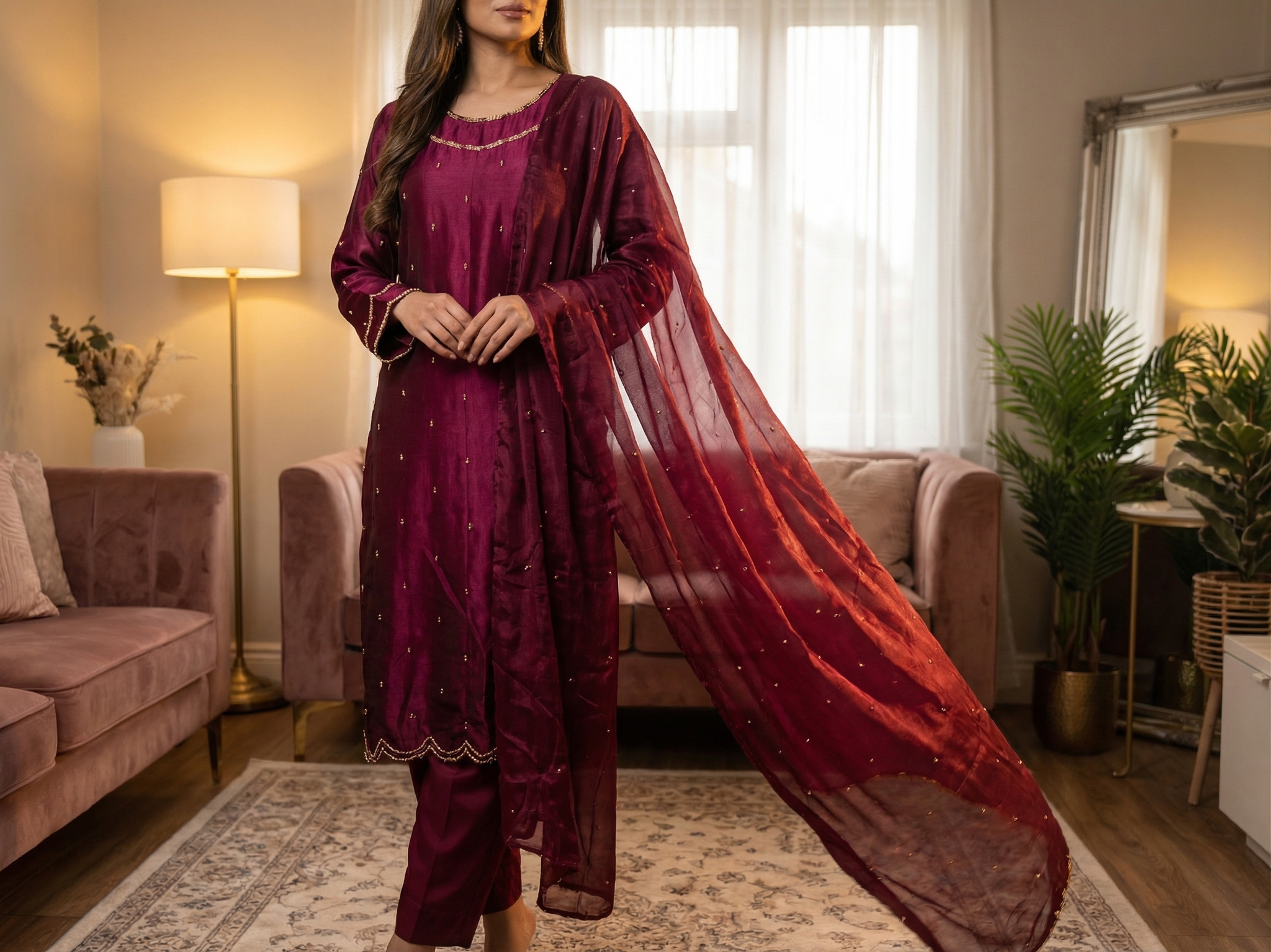 Magenta Shisha Silk 3-Piece